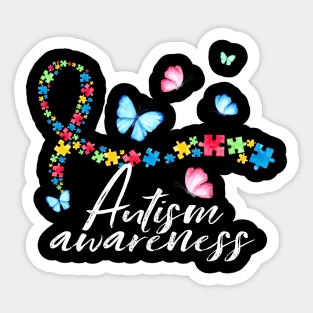 Autism Awareness Ribbon Butterfly Gift Sticker